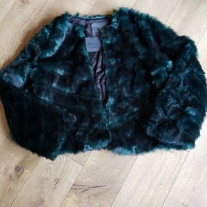 Belle Vere faux fur jacket sz large NWT